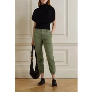 NEW! Nili Lotan 6 French Military Pants Slouchy Cropped Cargos Cotton Army Green